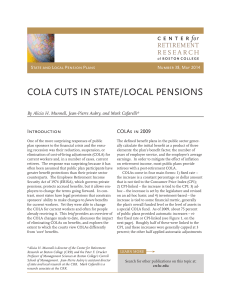 COLA CUTS IN STATE/LOCAL PENSIONS RETIREMENT Introduction