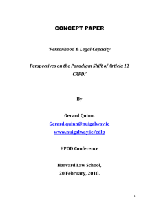 CONCEPT PAPER  ‘Personhood &amp; Legal Capacity
