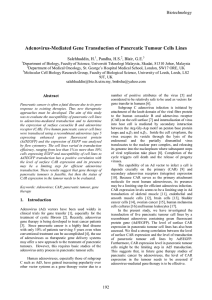 Adenovirus-Mediated Gene Transduction of Pancreatic Tumour Cells Lines Biotechnology Salehhuddin, H.
