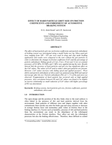 EFFECT OF HARD PARTICLE GRIFT SIZE ON FRICTION BRAKING SYSTEM