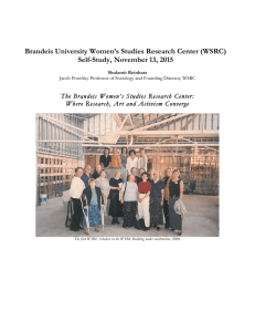 Brandeis University Women’s Studies Research Center (WSRC) Self-Study, November 13, 2015