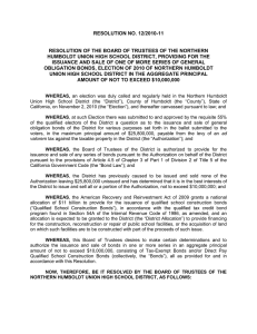 RESOLUTION NO. 12/2010-11  HUMBOLDT UNION HIGH SCHOOL DISTRICT, PROVIDING FOR THE