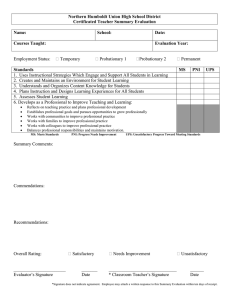 Northern Humboldt Union High School District Certificated Teacher Summary Evaluation Name: School: