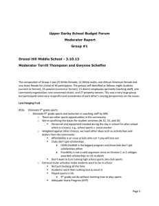 Upper Darby School Budget Forum Moderator Report Group #1