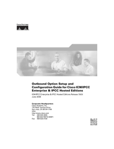 Outbound Option Setup and Configuration Guide for Cisco ICM/IPCC