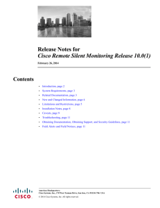 Release Notes for Cisco Remote Silent Monitoring Release 10.0(1) Contents