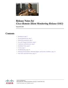 Release Notes for Cisco Remote Silent Monitoring Release 8.0(1) Contents