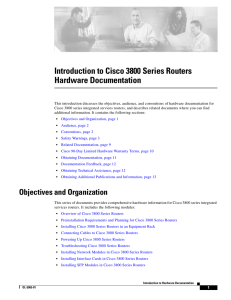 Introduction to Cisco 3800 Series Routers Hardware Documentation