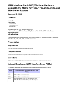 WAN Interface Card (WIC)/Platform Hardware 3700 Series Routers