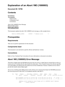 Explanation of an Abort 1M3 (1000003) Contents Introduction Document ID: 10796