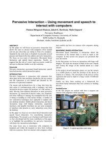 Pervasive Interaction – Using movement and speech to interact with computers