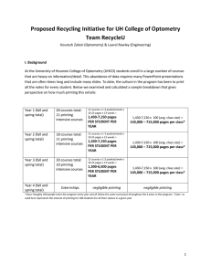 Proposed Recycling Initiative for UH College of Optometry Team RecycleU