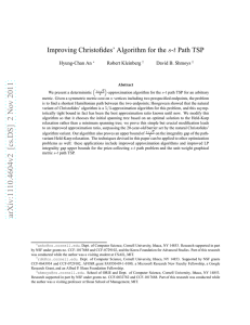 Improving Christofides’ Algorithm for the s-t Path TSP Hyung-Chan An Robert Kleinberg