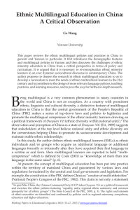 Ethnic Multilingual Education in China: A Critical Observation Ge Wang Yunnan University