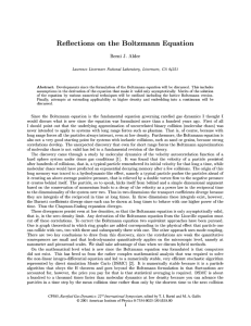 Reflections on the Boltzmann Equation Berni J. Alder