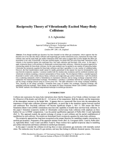 Reciprocity Theory of Vibrationally Excited Many-Body Collisions A A Agbormbai