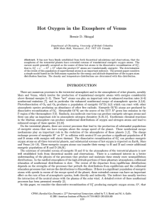 Hot Oxygen in the Exosphere of Venus Bernie D. Shizgal