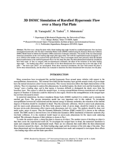 3D DSMC Simulation of Rarefied Hypersonic Flow