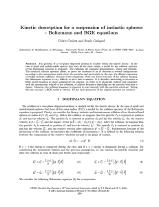 Kinetic description for a suspension of inelastic spheres