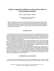 Surface Composition Influence on Internal Gas Flow at Large Knudsen Numbers