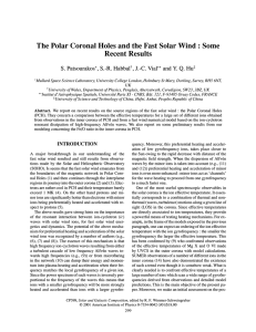 The Polar Coronal Holes and the Fast Solar Wind :... Recent Results S. Patsourakos*, S.-R. Habbal