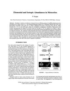 Elemental and Isotopic Abundances in Meteorites P. Hoppe
