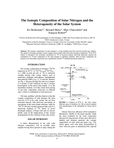 The Isotopic Composition of Solar Nitrogen and the Frangois Robert*