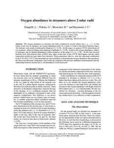 Oxygen abundance in streamers above 2 solar radii