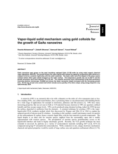 Vapor-liquid solid mechanism using gold colloids for J F