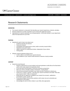 ACADEMIC CAREERS Research Statements  DEFINITION