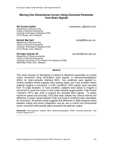 Moving One Dimensional Cursor Using Extracted Parameter from Brain Signals