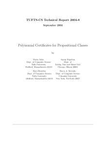 Polynomial Certificates for Propositional Classes TUFTS-CS Technical Report 2004-8 September 2004 by