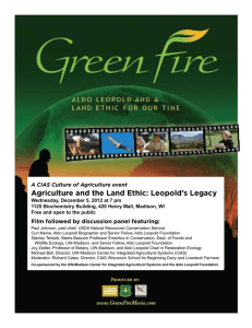 Agriculture and the Land Ethic: Leopold’s Legacy