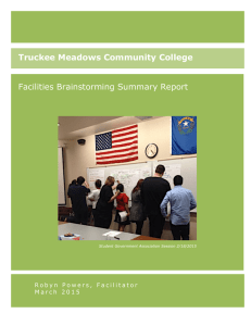 Facilities Brainstorming Summary Report Truckee Meadows Community College