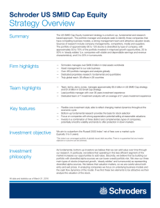 Strategy Overview Schroder US SMID Cap Equity Summary