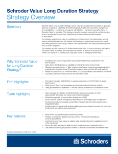 Strategy Overview Schroder Value Long Duration Strategy Summary