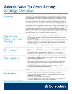 Strategy Overview Schroder Value Tax-Aware Strategy Summary