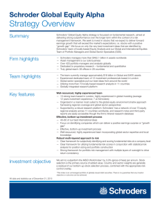 Strategy Overview Schroder Global Equity Alpha Summary