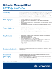 Strategy Overview Schroder Municipal Bond Summary