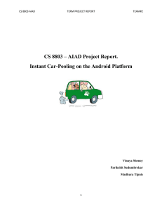 CS 8803 – AIAD Project Report.  Vinaya Shenoy