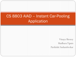 CS 8803 AIAD – Instant Car-Pooling Application Vinaya Shenoy MadhuraTipnis