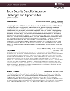 Social Security Disability Insurance: Challenges and Opportunities  Speaker biographies