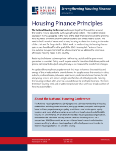 Housing Finance Principles Strengthening Housing Finance