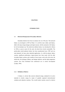 CHAPTER 1 INTRODUCTION 1.1 Historical Background of Secondary Batteries