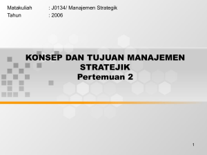 KONSEP DAN TUJUAN MANAJEMEN STRATEJIK Pertemuan 2 Matakuliah