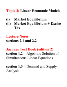 Topic 2: Lecture Notes: Linear Economic Models