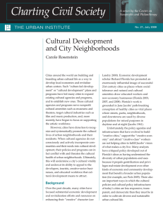 Charting Civil Society Cultural Development and City Neighborhoods Carole Rosenstein