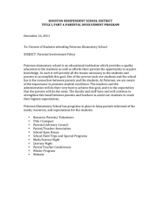 HOUSTON INDEPENDENT SCHOOL DISTRICT  TITLE I, PART A PARENTAL INVOLVEMENT PROGRAM    December 16, 2011 