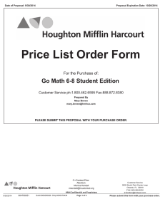Price List Order Form Go Math 6-8 Student Edition