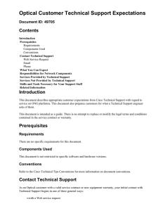 Optical Customer Technical Support Expectations Contents Document ID: 49705